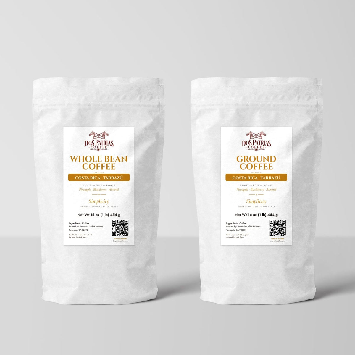 Simplicity · Costa Rica, Tarrazú — 1 lb whole bean and ground bags